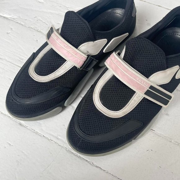 PRADA CLOUDBUST LOGO VELCRO BLACK SNEAKERS - Picture 1 of 7